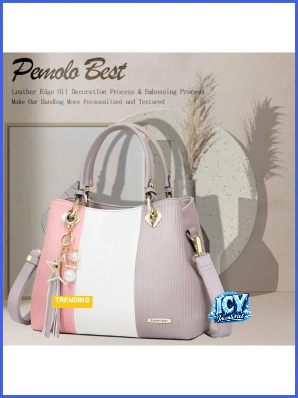 Top Handle PU Leather Satchel Handbag with 8 Pockets, Adjustable Crossbody